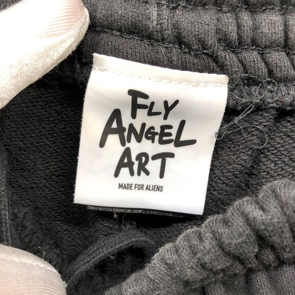 Fly Angel Art Jogger Sweatpants Womens M Black 100% Cotton Fleece Black - Picture 9 of 11